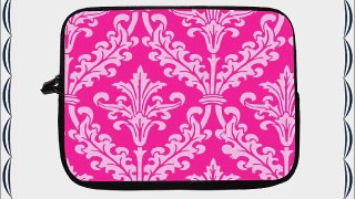 13 inch Rikki KnightTM Hot Pink Color Damask Design Laptop Sleeve