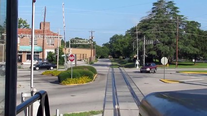 Statesboro Georgia Railroad - Train hitting the Diamond (From Cab) Interesting Crossing
