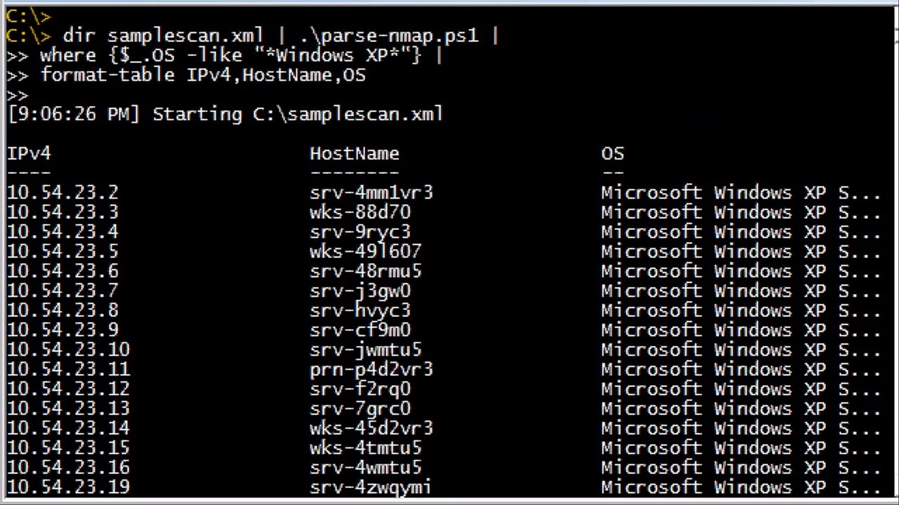 Parse Nmap XML with PowerShell