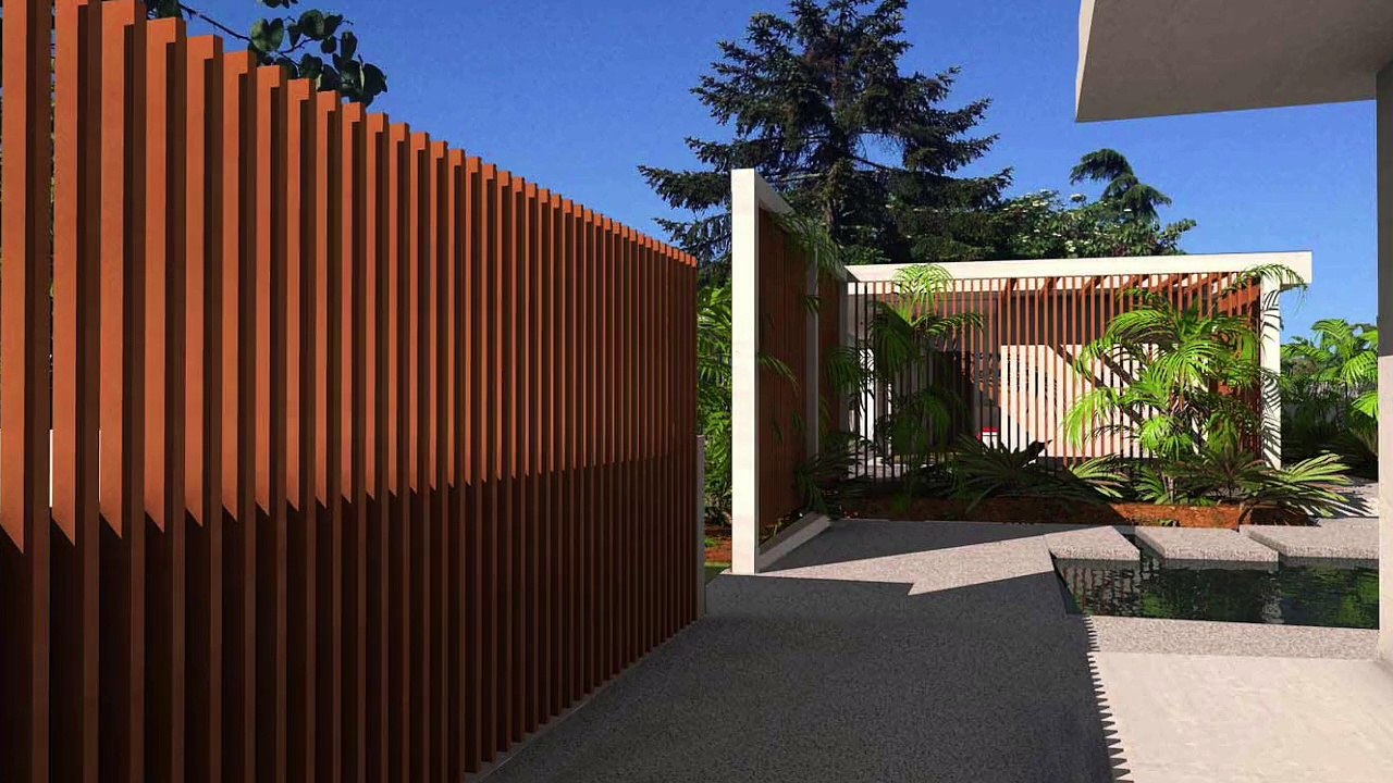 Maison contemporaine d'architecte à parement pierres noires