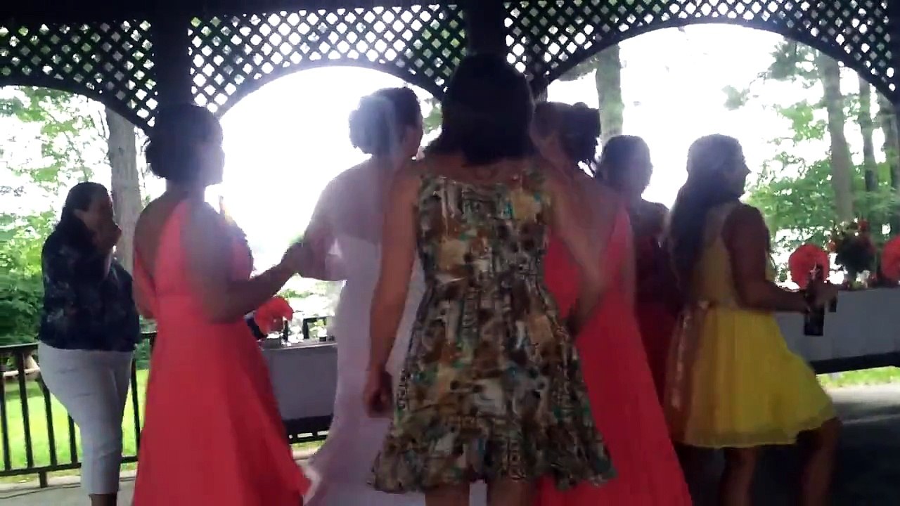 Drunk bride gets low!