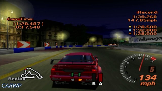 Gran Turismo 2 60 FPS S-9 Alfa Romeo 155 Touring Car 544 cv @ Rome-Night