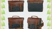 DesertWolf Cotton Canvas Genuine Crazy-horse Leather Cross Body Laptop Messenger Bag - Men