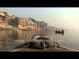 Sailing on the holy river Ganges in Varanasi, Uttar Pradesh