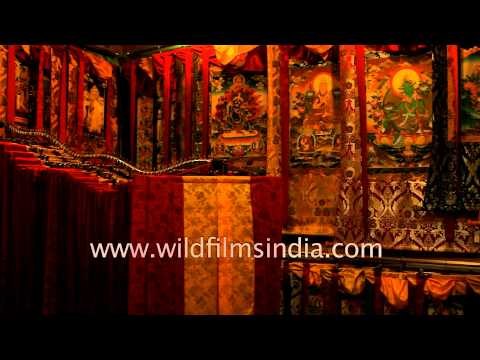 Tibetan paintings being sold at Thangka shop in Majnu ka Tila, Delhi