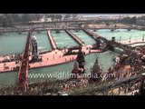 Hindu devotees gather to bathe in the River Ganges -  Kumbh Mela