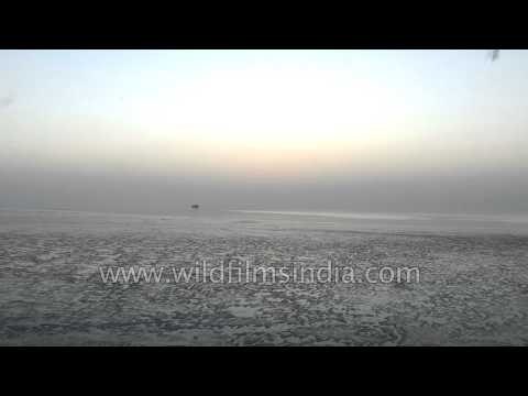 Ship floats on Arabian Sea near Alang shipyard in Gujarat