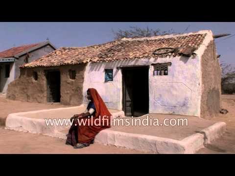 Indian salt desert mud hut in Rann of Kutch