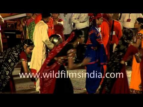 Girls performing dandiya, the regional dance of Gujarat - Rann Utsav