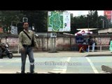 People crossing road in Kathmandu city, Nepal