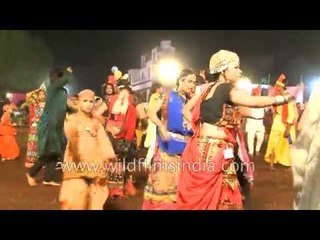 Indian girls dance Garba and celebrate Navratri in India
