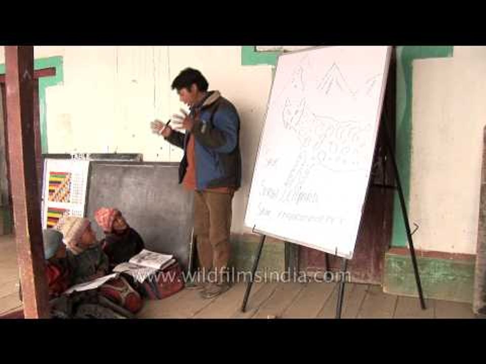 School teacher explains young children about Sn...