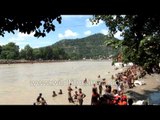 Kanwarias take holy dip in river Ganges, Haridwar