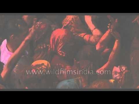 Holi celebration at Banke Bihari temple - Vrindavan