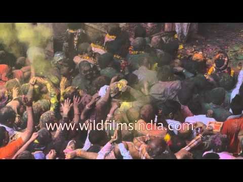 Smeared in colours: Hindus celebrate Holi at Banke Bihari Temple, Vrindavan