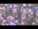 Celebration of Colours : Indians celebrate Holi at Banke Bihari Temple, Vrindavan