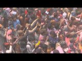 Holi Hues : Indians celebrate the festival of colours at Banke Bihari Temple , Vrindavan