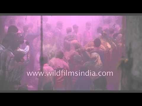 In a purple whirl of smoky colour: Holi at Banke Bihari Temple