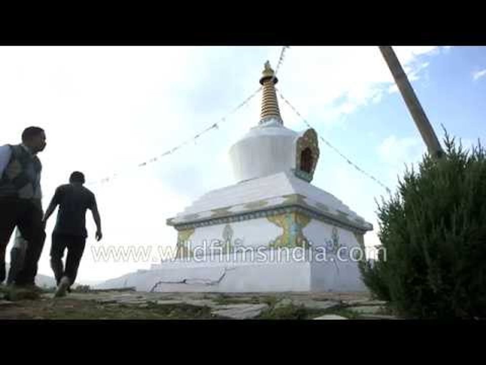 Buddhist stupa damaged by earthquake at a village in Sindhupalchowk
