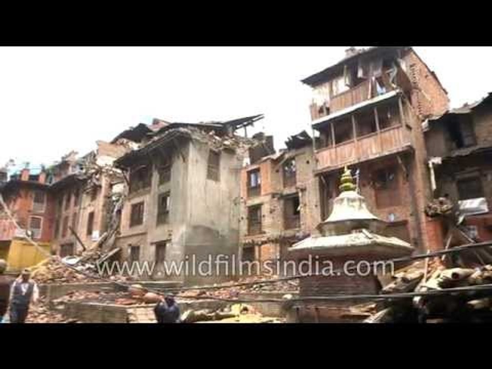 Debris of collapsed buildings - Bhaktapur, Nepal