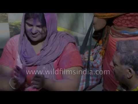 Vibrant celebration of Holi : Banke Bihari Temple in Vrindavan