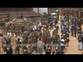 Ruins of Hanuman Dhoka Durbar after a destructive earthquake in Nepal