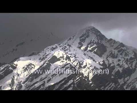 Spring snow on the hills and meadows around Kharsali and Yamunotri in Garhwal
