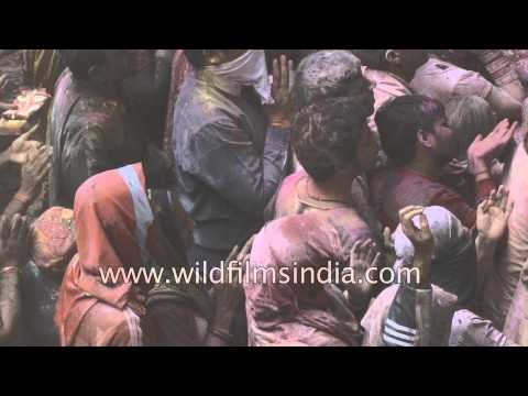 Hindu devotees gather at the Banke Bihari temple, India