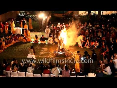 Holi bonfire at Parmarth Niketan Ashram, Rishikesh