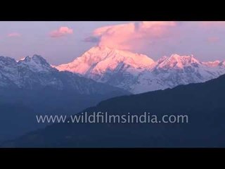 Pink hues over the highest peak of Sikkim and India