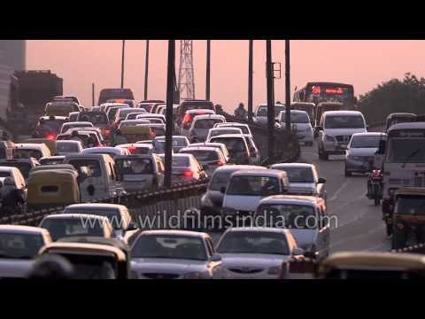 Smooth traffic flow from one side and jam on other side