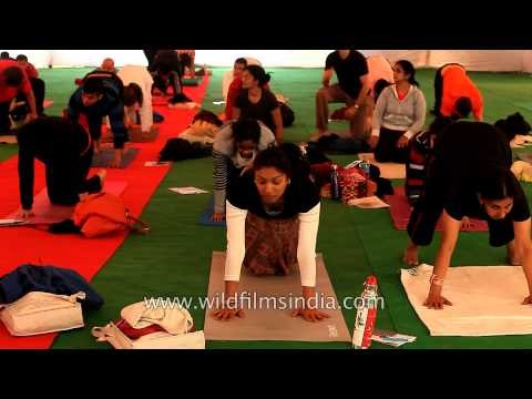 Bharath Shetty trains Yoga guests at International Yoga Festival