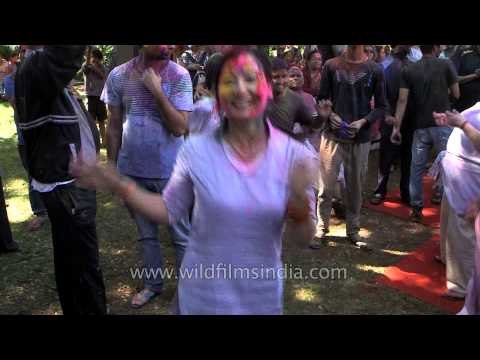 Yogis from different countries celebrate Holi at Parmarth Ashram, Rishikesh