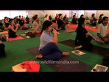 Indian Yogi teaches Yoga to foreigners in Parmarth Ashram