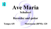 Recorder - Ave Maria - Schubert (Sheet music - Guitar chords)