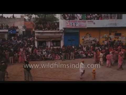 Crowd gathers for the Barsana Lathmaar Holi - Uttar Pradesh