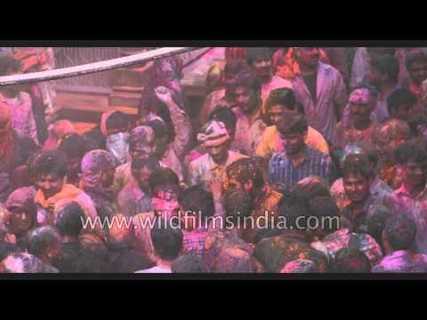 People celebrate Holi in Vrindavan - India