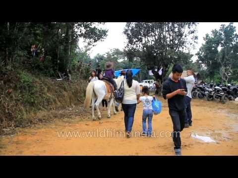 Visitors take a horse ride - Anthurium festival, Mizoram