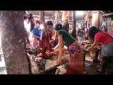 Women love to do the meat shopping in this part of India!