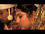 Hindu priest chants holy mantras: Bengali wedding