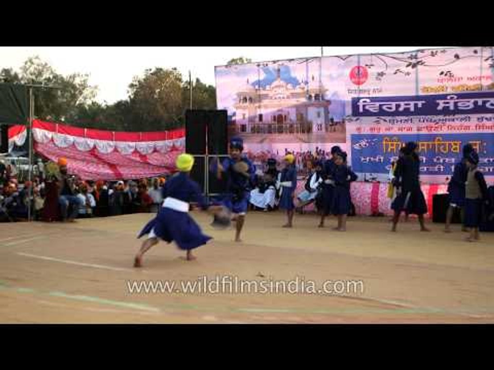 Sikh warriors demonstrate their 'gatka' skills in Punjab