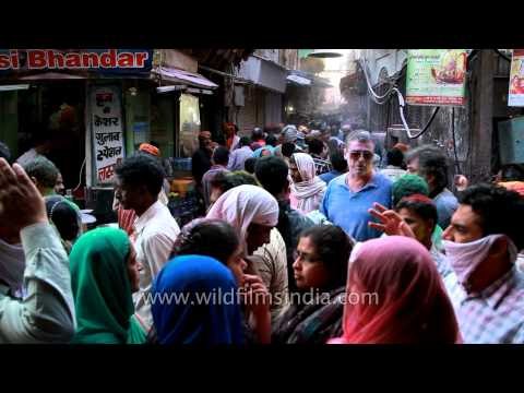 Colours displayed for sale outside Banke Bihari temple - Vrindavan