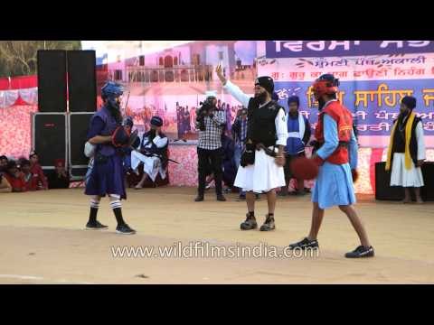 Sword fight at International Gatka Festval, Punjab