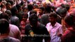 Holi revellers queue up to enter Banke Bihari temple in Vrindavan