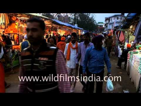 Crowded streets of market in Anandpur Sahib, Punjab
