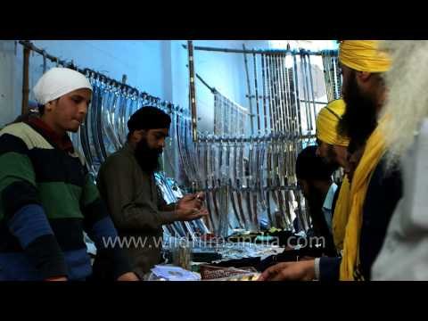 Nihang sword for sale at Anandpur Sahib Mela, Punjab