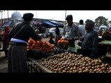 Fresh vegetables, fruits on a market stall - Anandpur Sahib market, Punjab