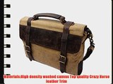 S ZONE Vintage Canvas Leather Messenger Traveling Briefcase Shoulder Laptop Bag