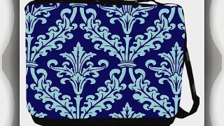 Rikki KnightTM Blue Color Damask Design Messenger Bag - Shoulder Bag - School Bag for School