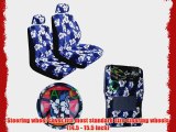11 Piece Hawaiian Auto Interior Gift Set - Blue Hawaii Hibiscus Floral print : 2 Low Back Seat
